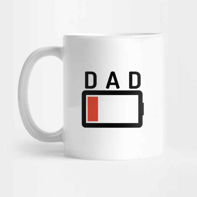 Funny Parenting Dad Low Battery Empty Tired T-shirt by RedYolk
